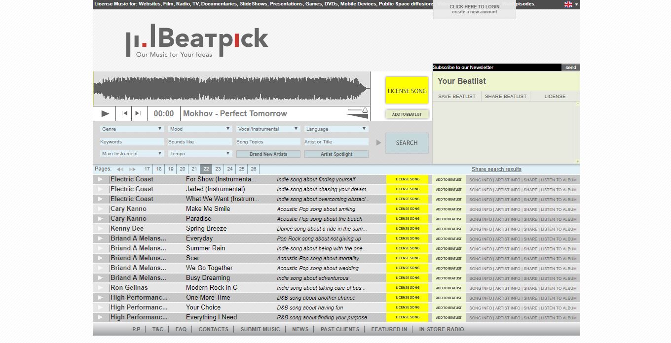 BeatPick front page